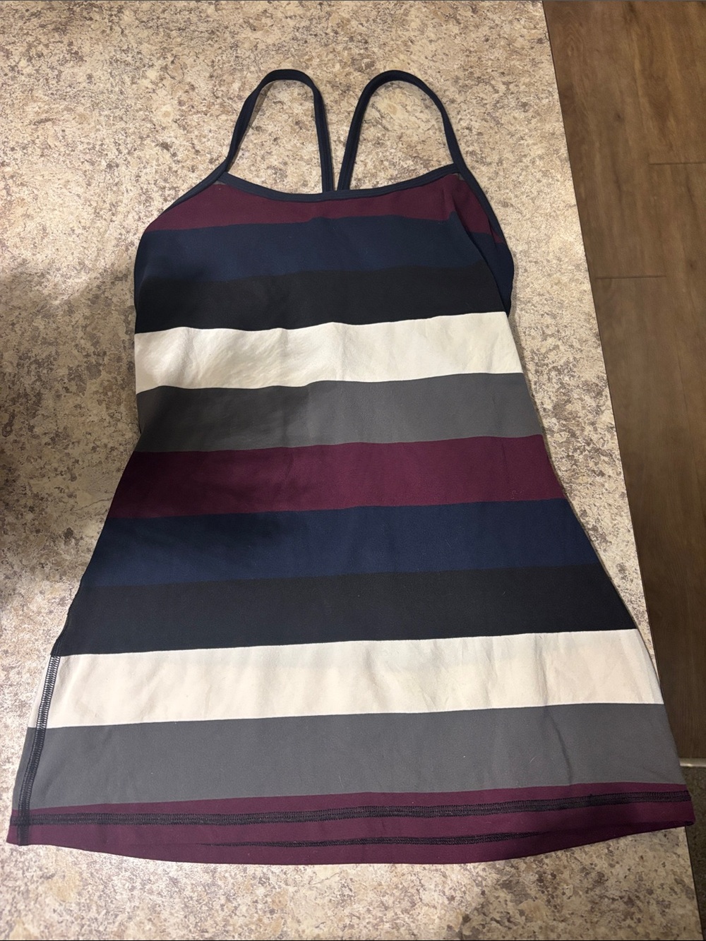 Vintage lululemon - Striped Sleeveless Tank Dress in Navy, Burgundy, Gray